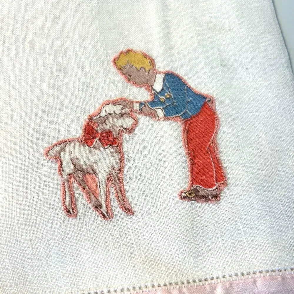 Vintage Handmade‎ Linen Kids Tea Towels 24x14